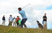 3 July 2019; Former Leinster and Ireland rugby international Luke Fitzgerald takes a shot on the 4th hole during the Pro-Am round ahead of the Dubai Duty Free Irish Open at Lahinch Golf Club in Lahinch, Co. Clare. Photo by Ramsey Cardy/Sportsfile