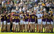 3 July 2019; The Wexford team huddle ahead of the Bord Gais Energy Leinster GAA Hurling U20 Championship Semi-Final match between Offaly and Wexford at Bord na Mona O'Connor Park in Tullamore, Offaly. Photo by Sam Barnes/Sportsfile