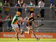 3 July 2019; Diarmuid Doyle of Wexford in action against Ciaran Burke of Offaly during the Bord Gais Energy Leinster GAA Hurling U20 Championship Semi-Final match between Offaly and Wexford at Bord na Mona O'Connor Park in Tullamore, Offaly. Photo by Sam Barnes/Sportsfile
