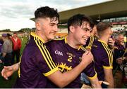 3 July 2019; Cathal O'Connor, right and Niall Murphy of Wexford celebrate following the Bord Gais Energy Leinster GAA Hurling U20 Championship Semi-Final match between Offaly and Wexford at Bord na Mona O'Connor Park in Tullamore, Offaly. Photo by Sam Barnes/Sportsfile
