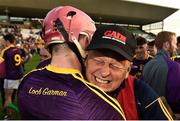 3 July 2019; Wexford manager MJ Reck celebrates with Ross Banville following the Bord Gais Energy Leinster GAA Hurling U20 Championship Semi-Final match between Offaly and Wexford at Bord na Mona O'Connor Park in Tullamore, Offaly. Photo by Sam Barnes/Sportsfile