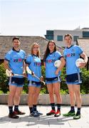 4 July 2019; AIG Ireland announced today that the logo of the 20x20 campaign will replace their logo on the front of the Dublin GAA jersey for upcoming ladies’ football, camogie, football & hurling fixtures. In attendance at the launch today were Dublin GAA players, from left, David Treacy, Laura Twomey, Niamh Hetherton and Dean Rock, to help promote awareness of this “If She Can’t See It, She Can’t Be It” initiative, designed to shift Ireland’s cultural perception of women’s sport by increasing media coverage, participation & attendance in women’s sport by 20% by the year 2020. Photo by Sam Barnes/Sportsfile