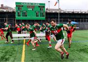 5 May 2019; Mayo players, including Darren Coen, front, break away after their team photograph before the Connacht GAA Football Senior Championship Quarter-Final match between New York and Mayo at Gaelic Park in New York, USA. Photo by Piaras Ó Mídheach/Sportsfile