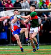 5 May 2019; Michael Creegan of New York in action against James Carr of Mayo during the Connacht GAA Football Senior Championship Quarter-Final match between New York and Mayo at Gaelic Park in New York, USA. Photo by Piaras Ó Mídheach/Sportsfile