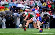 5 May 2019; Aidan O'Shea of Mayo in action against Cathal Compton of New York during the Connacht GAA Football Senior Championship Quarter-Final match between New York and Mayo at Gaelic Park in New York, USA. Photo by Piaras Ó Mídheach/Sportsfile