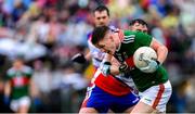 5 May 2019; James Carr of Mayo in action against David Freeman of New York the Connacht GAA Football Senior Championship Quarter-Final match between New York and Mayo at Gaelic Park in New York, USA. Photo by Piaras Ó Mídheach/Sportsfile