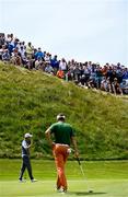 4 July 2019; Padraig Harrington of Ireland, left, acknowledges the gallery during day one of the 2019 Dubai Duty Free Irish Open at Lahinch Golf Club in Lahinch, Clare. Photo by Ramsey Cardy/Sportsfile