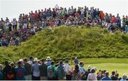 4 July 2019; Padraig Harrington of Ireland acknowledges the gallery after a putt on the 13th during day one of the 2019 Dubai Duty Free Irish Open at Lahinch Golf Club in Lahinch, Clare. Photo by Ramsey Cardy/Sportsfile