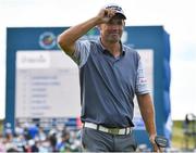 4 July 2019; Padraig Harrington of Ireland acknowledges the gallery after finishing on the 18th green during day one of the 2019 Dubai Duty Free Irish Open at Lahinch Golf Club in Lahinch, Clare. Photo by Brendan Moran/Sportsfile