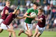 5 July 2019; Frank Irwin of Mayo in action against Liam Tevnan and Ethan Fiorentini of Galway during the Electric Ireland Connacht GAA Football Minor Championship Final match between Galway and Mayo at Tuam Stadium in Tuam, Galway. Photo by Matt Browne/Sportsfile
