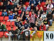 5 July 2019; Michael Duffy of Dundalk in action against Jamie McDonagh of Derry City during the SSE Airtricity League Premier Division match between Derry City and Dundalk at the Ryan McBride Brandywell Stadium in Derry. Photo by Oliver McVeigh/Sportsfile
