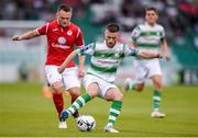 5 July 2019; Jack Byrne of Shamrock Rovers in action against David Cawley of Sligo Rovers during the SSE Airtricity League Premier Division match between Shamrock Rovers and Sligo Rovers at Tallaght Stadium in Tallaght, Dublin. Photo by Ben McShane/Sportsfile
