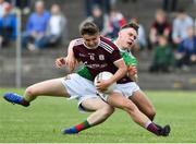 5 July 2019; Daniel Cox of Galway in action against Aidan Cosgrove of Mayo during the Electric Ireland Connacht GAA Football Minor Championship Final match between Galway and Mayo at Tuam Stadium in Tuam, Galway. Photo by Matt Browne/Sportsfile