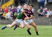 5 July 2019; Daniel Cox of Galway is tackled by Aidan Cosgrove of Mayo during the Electric Ireland Connacht GAA Football Minor Championship Final match between Galway and Mayo at Tuam Stadium in Tuam, Galway. Photo by Matt Browne/Sportsfile