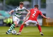 5 July 2019; Ronan Finn of Shamrock Rovers in action against Lewis Banks of Sligo Rovers during the SSE Airtricity League Premier Division match between Shamrock Rovers and Sligo Rovers at Tallaght Stadium in Tallaght, Dublin. Photo by Ben McShane/Sportsfile