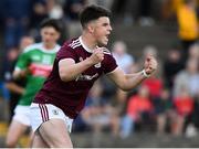 5 July 2019; Tomo Culhane of Galway celebrates after scoring a goal from the penalty spot against Mayo during the Electric Ireland Connacht GAA Football Minor Championship Final match between Galway and Mayo at Tuam Stadium in Tuam, Galway. Photo by Matt Browne/Sportsfile