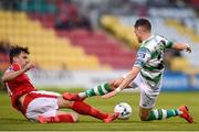 5 July 2019; Graham Cummins of Shamrock Rovers in action against John Mahon of Sligo Rovers during the SSE Airtricity League Premier Division match between Shamrock Rovers and Sligo Rovers at Tallaght Stadium in Tallaght, Dublin. Photo by Ben McShane/Sportsfile