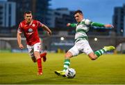 5 July 2019; Trevor Clarke of Shamrock Rovers in action against Ronan Murray of Sligo Rovers during the SSE Airtricity League Premier Division match between Shamrock Rovers and Sligo Rovers at Tallaght Stadium in Tallaght, Dublin. Photo by Ben McShane/Sportsfile