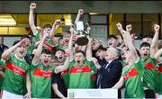 5 July 2019; Mayo captain Aidan Cosgrove lifts the cup following the Electric Ireland Connacht GAA Football Minor Championship Final match between Galway and Mayo at Tuam Stadium in Tuam, Galway. Photo by Matt Browne/Sportsfile