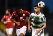 5 July 2019; Graham Cummins of Shamrock Rovers in action against Dante Leverock of Sligo Rovers the SSE Airtricity League Premier Division match between Shamrock Rovers and Sligo Rovers at Tallaght Stadium in Tallaght, Dublin. Photo by Ben McShane/Sportsfile