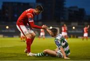5 July 2019; Jack Byrne of Shamrock Rovers and Johnny Dunleavy of Sligo Rovers following the SSE Airtricity League Premier Division match between Shamrock Rovers and Sligo Rovers at Tallaght Stadium in Tallaght, Dublin. Photo by Ben McShane/Sportsfile