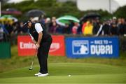 6 July 2019; Shane Lowry of Ireland putts on the 18th green during day three of the 2019 Dubai Duty Free Irish Open at Lahinch Golf Club in Lahinch, Clare. Photo by Ramsey Cardy/Sportsfile