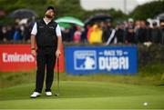 6 July 2019; Shane Lowry of Ireland reacts after a missed putt on the 18th green during day three of the 2019 Dubai Duty Free Irish Open at Lahinch Golf Club in Lahinch, Clare. Photo by Ramsey Cardy/Sportsfile