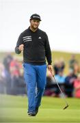 6 July 2019; Jon Rahm of Spain celebrates after a birdie putt on the 18th green during day three of the 2019 Dubai Duty Free Irish Open at Lahinch Golf Club in Lahinch, Clare. Photo by Ramsey Cardy/Sportsfile