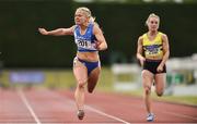 6 July 2019; Molly Scott of St. Laurence O'Toole A.C., Co. Carlow, on her way to finishing second in the U23 100m during the Irish Life Health Junior and U23 Outdoor Track and Field Championships at Tullamore Harriers Stadium, Tullamore in Offaly. Photo by Sam Barnes/Sportsfile