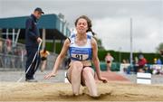 6 July 2019; Emily OMahony of Waterford A.C., Co. Waterford, competing in the Junior Long Jump during the Irish Life Health Junior and U23 Outdoor Track and Field Championships at Tullamore Harriers Stadium, Tullamore in Offaly. Photo by Sam Barnes/Sportsfile