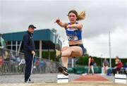 6 July 2019; Katelyn Farrelly of Tullamore Harriers A.C., Co. Offaly, competing in the Junior Long Jump during the Irish Life Health Junior and U23 Outdoor Track and Field Championships at Tullamore Harriers Stadium, Tullamore in Offaly. Photo by Sam Barnes/Sportsfile