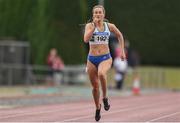 6 July 2019; Ciara Neville of Emerald A.C., Co. Limerick, on her to winning the U23 100m event during the Irish Life Health Junior and U23 Outdoor Track and Field Championships at Tullamore Harriers Stadium, Tullamore in Offaly. Photo by Sam Barnes/Sportsfile