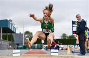 6 July 2019; Elizabeth Morland of Cushinstown A.C., Co. Meath, on her way to winning the U23 Long Jump event during the Irish Life Health Junior and U23 Outdoor Track and Field Championships at Tullamore Harriers Stadium, Tullamore in Offaly. Photo by Sam Barnes/Sportsfile