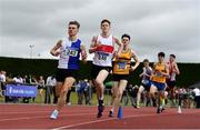 6 July 2019; James Dunne of Tullamore Harriers A.C., Co. Offaly, left, on his way to winning the Junior 1500m event, ahead of Jack Maher of Galway City Harriers A.C., Co. Galway, who finished second, during the Irish Life Health Junior and U23 Outdoor Track and Field Championships at Tullamore Harriers Stadium, Tullamore in Offaly. Photo by Sam Barnes/Sportsfile
