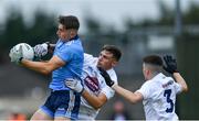 6 July 2019; Luke Swan of Dublin in action against Kevin Eustace, centre, and Conan Boran of Kildare during the Electric Ireland Leinster GAA Football Minor Championship Final match between Dublin and Kildare at Páirc Tailteann in Navan, Meath. Photo by Piaras Ó Mídheach/Sportsfile
