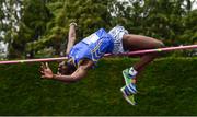 6 July 2019; Nelvin Appiah of Longford A.C., Co. Longford, competing in the Junior High Jump event during the Irish Life Health Junior and U23 Outdoor Track and Field Championships at Tullamore Harriers Stadium, Tullamore in Offaly. Photo by Sam Barnes/Sportsfile