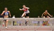 6 July 2019; Aoife Sheehy of Galway City Harriers AC, Co. Galway, competing in the Junior Women's 100m Hurdles during the Irish Life Health Junior and U23 Outdoor Track and Field Championships at Tullamore Harriers Stadium, Tullamore in Offaly. Photo by Sam Barnes/Sportsfile