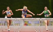 6 July 2019; Molly Scott of St. Laurence O'Toole A.C., Co.Carlow, centre, on her way to winning the U23 100m hurdles during the Irish Life Health Junior and U23 Outdoor Track and Field Championships at Tullamore Harriers Stadium, Tullamore in Offaly. Photo by Sam Barnes/Sportsfile