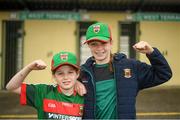 6 July 2019; Mayo fans Kelly Biggins, age 8, left, and Anna Biggins, age 12, from Shrule, Mayo prior to the GAA Football All-Ireland Senior Championship Round 4 match between Galway and Mayo at the LIT Gaelic Grounds in Limerick. Photo by Eóin Noonan/Sportsfile