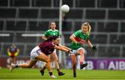 6 July 2019; Sarah Rowe of Mayo in action against Charlotte Cooney of Galway during the 2019 TG4 Connacht Ladies Senior Football Final replay between Galway and Mayo at the LIT Gaelic Grounds in Limerick. Photo by Brendan Moran/Sportsfile