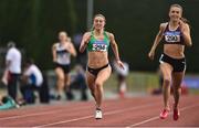 6 July 2019; Sophie Becker of St. Joseph's A.C., Co. Kilkenny, on her way to finishing second in the U23 200m during the Irish Life Health Junior and U23 Outdoor Track and Field Championships at Tullamore Harriers Stadium, Tullamore in Offaly. Photo by Sam Barnes/Sportsfile