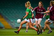 6 July 2019; Sarah Rowe of Mayo has a shot on goal despite the efforts of Sarah Lynch and Sinead Burke of Galway during the 2019 TG4 Connacht Ladies Senior Football Final replay between Galway and Mayo at the LIT Gaelic Grounds in Limerick. Photo by Brendan Moran/Sportsfile