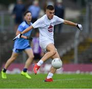 6 July 2019; Aaron Browne of Kildare shoots to score his side's second goal, in the first half of extra-time, during the Electric Ireland Leinster GAA Football Minor Championship Final match between Dublin and Kildare at Páirc Tailteann in Navan, Meath. Photo by Piaras Ó Mídheach/Sportsfile