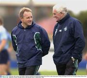 30 October 2003; Ireland coach Eddie O'Sullivan in light-hearted mood with manager Brian O'Brien, right, during squad training. 2003 Rugby World Cup, Irish squad training, Whitton Oval, Melbourne, Victoria, Australia. Picture credit; Brendan Moran / SPORTSFILE *EDI*