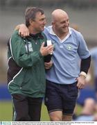 30 October 2003; Ireland captain Keith Wood with Irish Media Liasion Officer John Redmond after squad training. 2003 Rugby World Cup, Irish squad training, Whitton Oval, Melbourne, Victoria, Australia. Picture credit; Brendan Moran / SPORTSFILE *EDI*