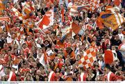 28 September 2003; Armagh supporters cheer on their team as players walk-by during the parade before the start of the game. Bank of Ireland All-Ireland Senior Football Championship Final, Armagh v Tyrone, Croke Park, Dublin. Picture credit; David Maher / SPORTSFILE