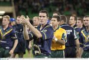 31 October 2003; Captain Graham Canty leads the applause for the Irish supporters after the game. Foster's International Rules, Australia v Ireland, Second test, Melbourne Cricket Ground, Melbourne, Victoria, Australia. Picture credit; Ray McManus / SPORTSFILE *EDI*