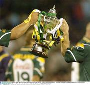 31 October 2003; The cup is in the hands of the Australia players. Foster's International Rules, Australia v Ireland, Second test, Melbourne Cricket Ground, Melbourne, Victoria, Australia. Picture credit; Ray McManus / SPORTSFILE *EDI*