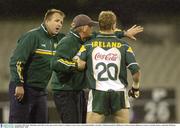 31 October 2003; Peter McGinnity and Colin Corkery give words of advise to Anthony Lynch. Foster's International Rules, Australia v Ireland, Second test, Melbourne Cricket Ground, Melbourne, Victoria, Australia. Picture credit; Ray McManus / SPORTSFILE *EDI*