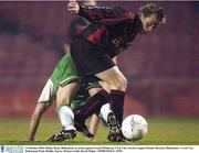 31 October 2003; Bobby Ryan, Bohemians, in action against Greg O'Halloran, Cork City. eircom League Premier Division, Bohemians v Cork City, Dalymount Park, Dublin. Soccer. Picture credit; David Maher / SPORTSFILE *EDI*